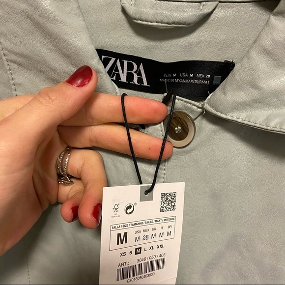 Zara | Combination Overshirt Faux Leather Jacket Sky Nlie NWT Size M - Picture 5 of 9